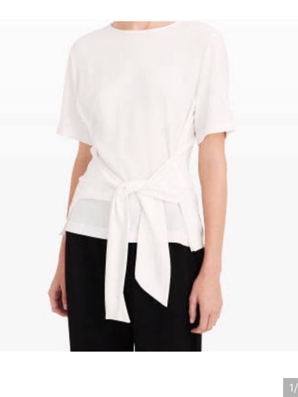 Club Monaco tie waist crepe top